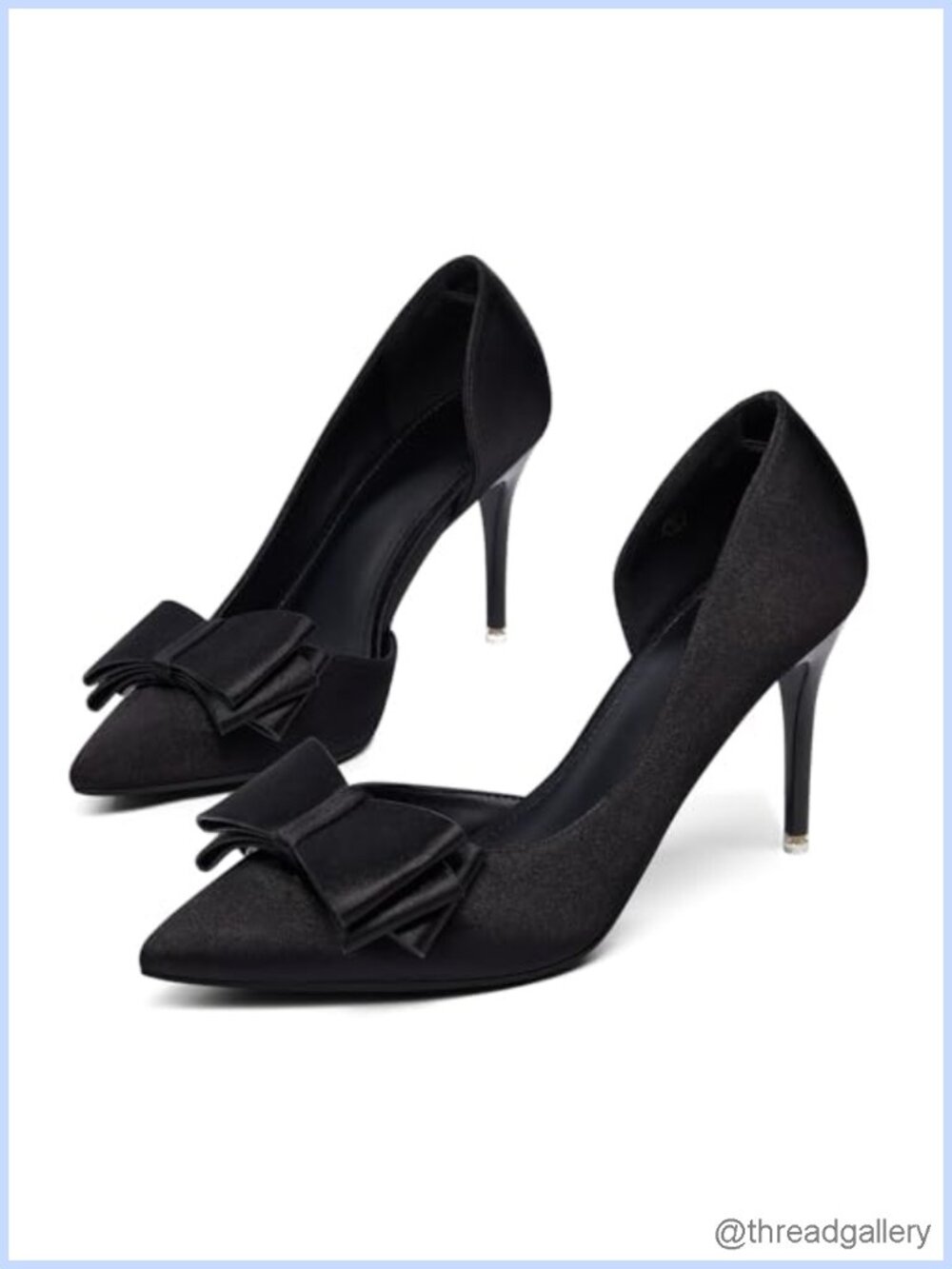 Womens Satin Bow Heels Pointed Toe Stiletto Slip On Pumps Dress Shoes